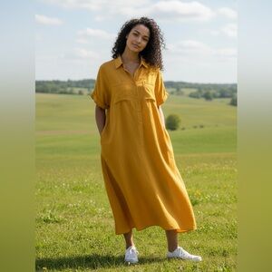 Wonderly Butter Yellow Button Front Shirt Dress Size XL NWT